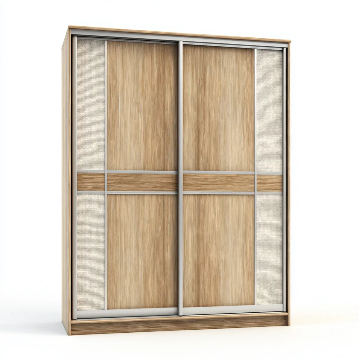 Schwebetürenschrank Eiche hell 180 x 220 x 62 cm Spanplatte rechteckig