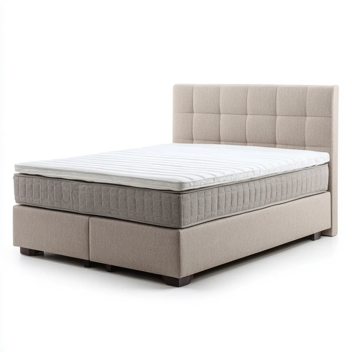 Boxspringbett Doppelbett Beige 180 x 200 cm Polyester rechteckig