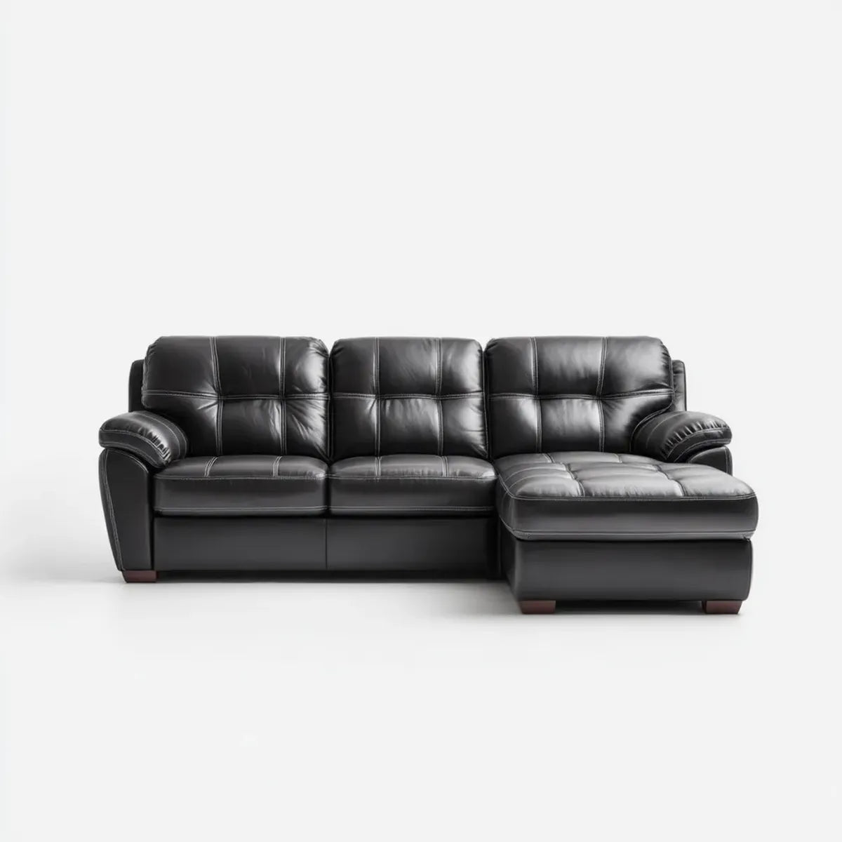 Ecksofa mit Recamiere rechts Schwarz 260 x 165 x 90 cm PU-Kunstleder L-Form