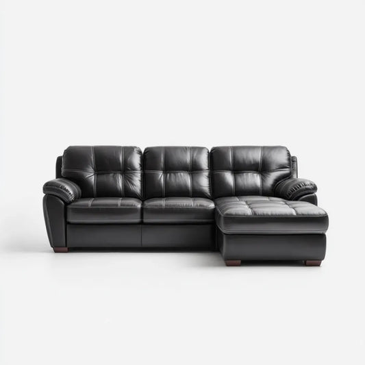 Ecksofa mit Recamiere rechts Schwarz 260 x 165 x 90 cm PU-Kunstleder L-Form