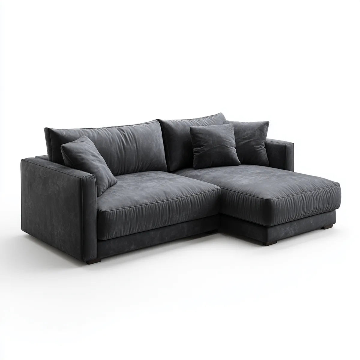 Ecksofa mit Recamiere Anthrazit 250 x 160 x 85 cm Polyester-Samt L-Form