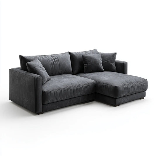 Ecksofa mit Recamiere Anthrazit 250 x 160 x 85 cm Polyester-Samt L-Form