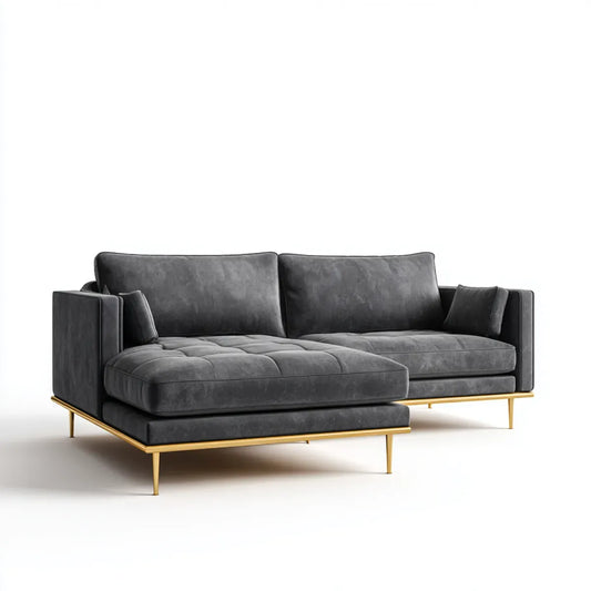 Ecksofa mit Recamiere links Anthrazit 280 x 170 x 80 cm Samtbezug aus Polyester