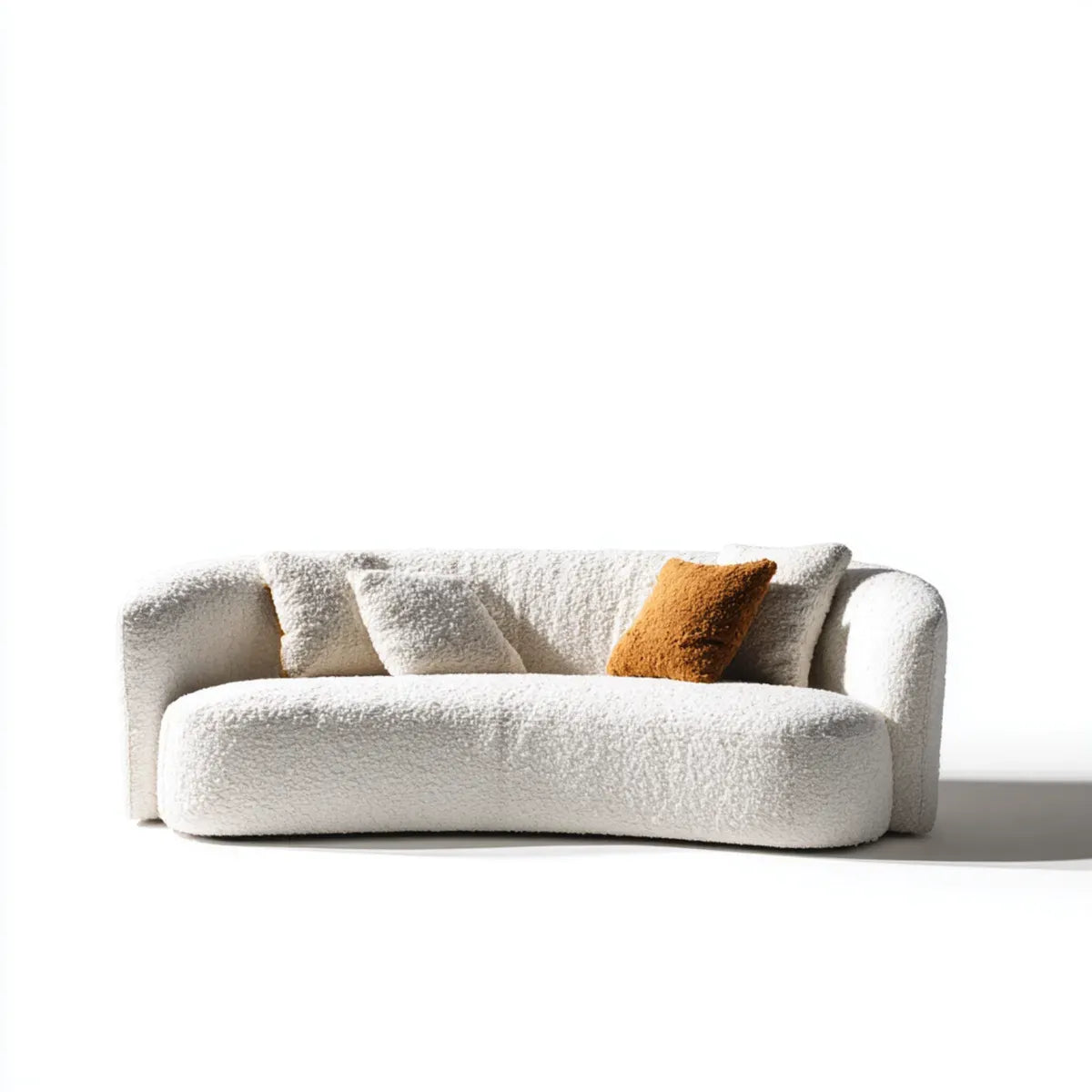 2-Sitzer Sofa Cremeweiß mit Bouclébezug aus Polyester 180 x 95 x 75 cm abgerundete Form