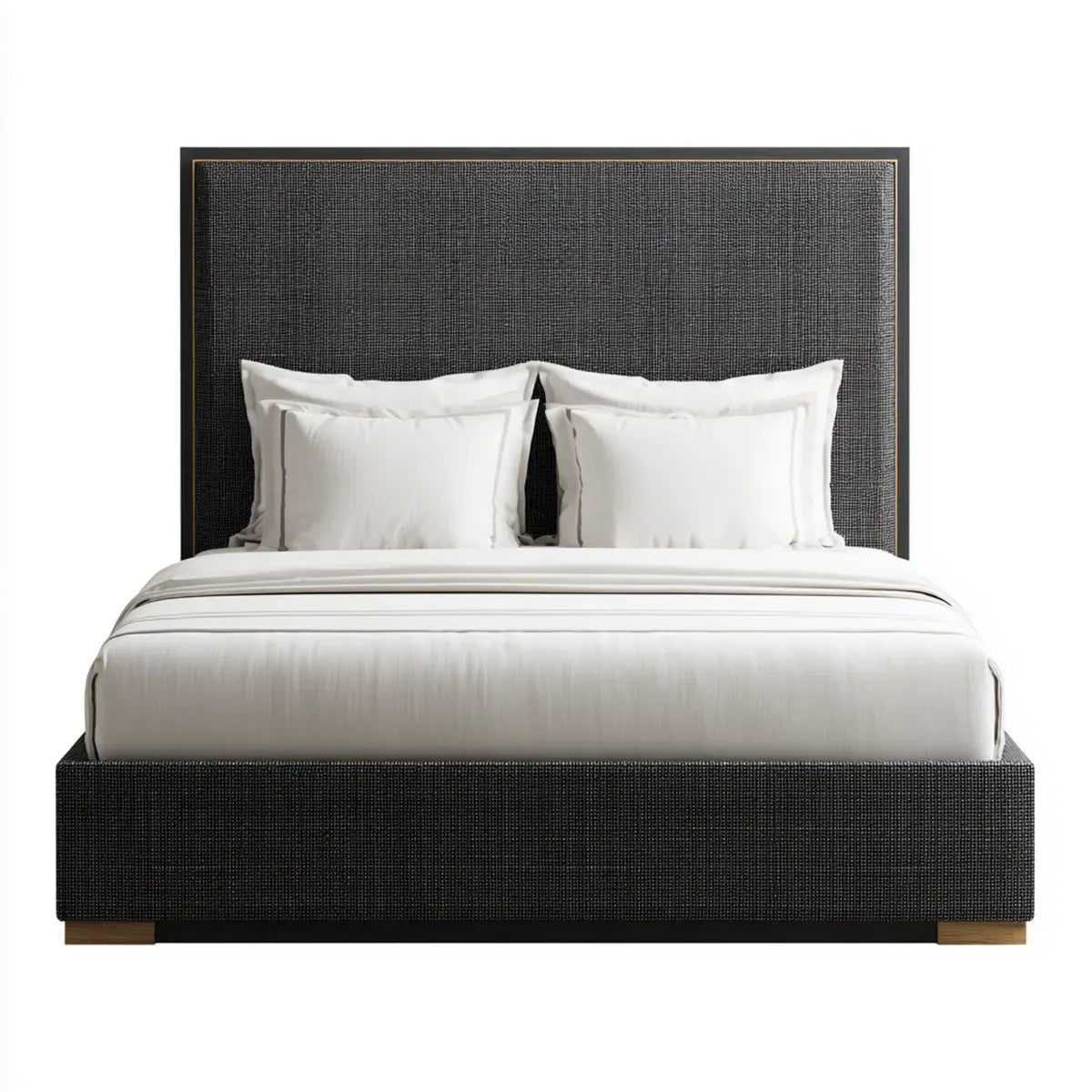 Polsterbett Dunkelgrau 180 x 200 cm mit hohem Kopfteil Polyesterbezug rechteckig