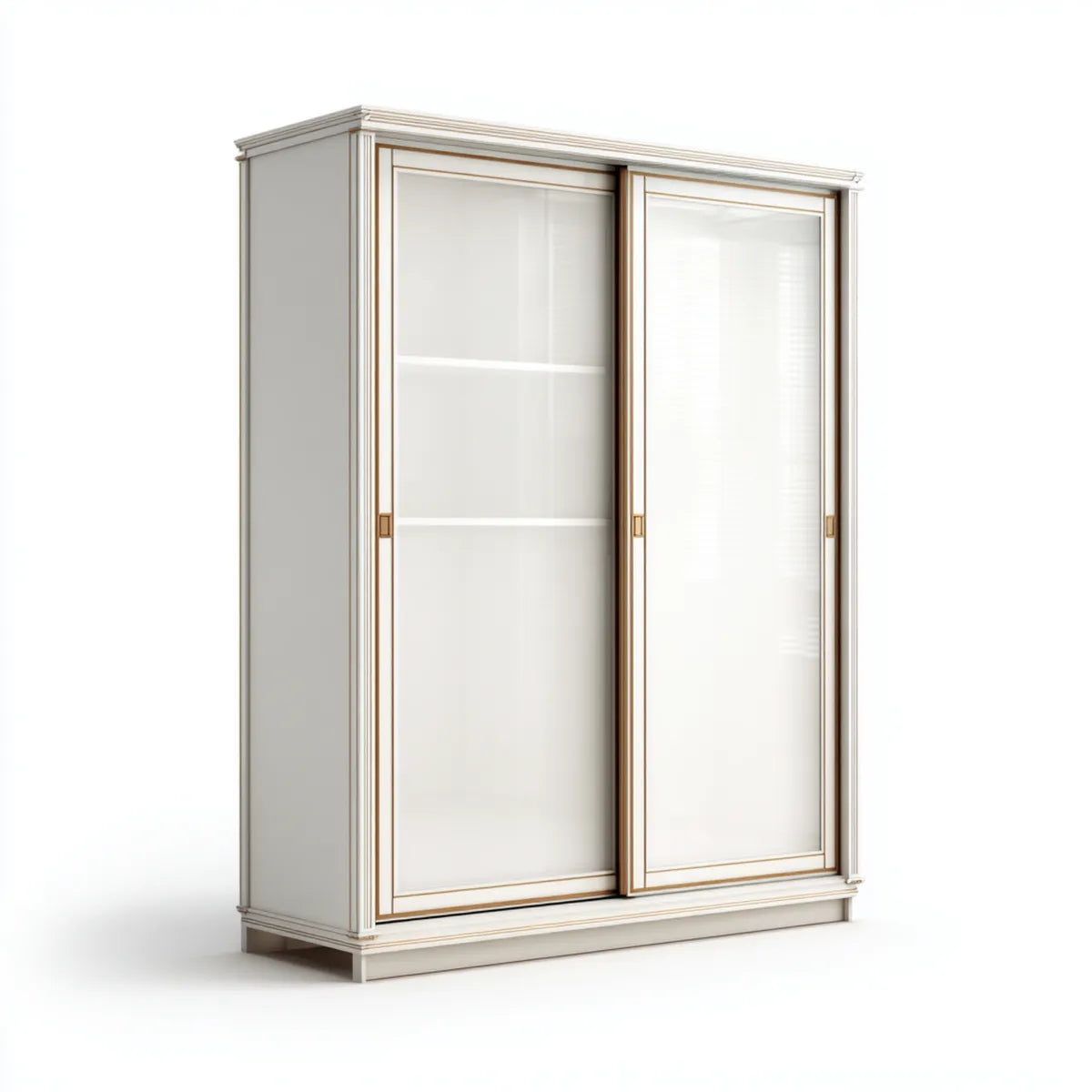 Schwebetürenschrank Weiß Gold 180 x 60 x 220 cm MDF Glas rechteckig
