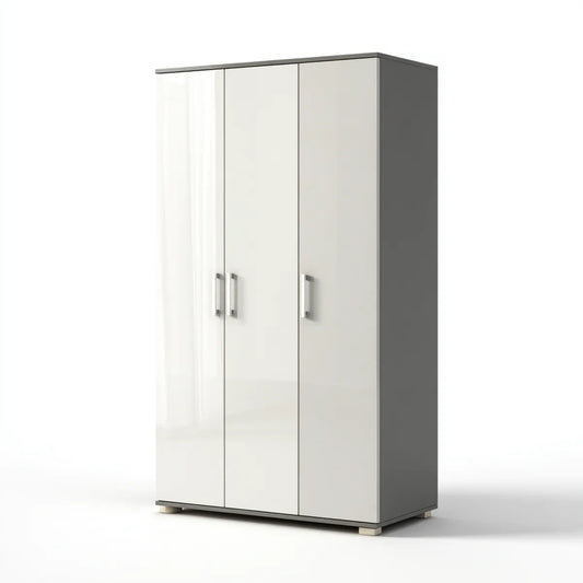 3-türiger Kleiderschrank Weiß 90 x 180 x 52 cm aus melaminharzbeschichteter Spanplatte rechteckig