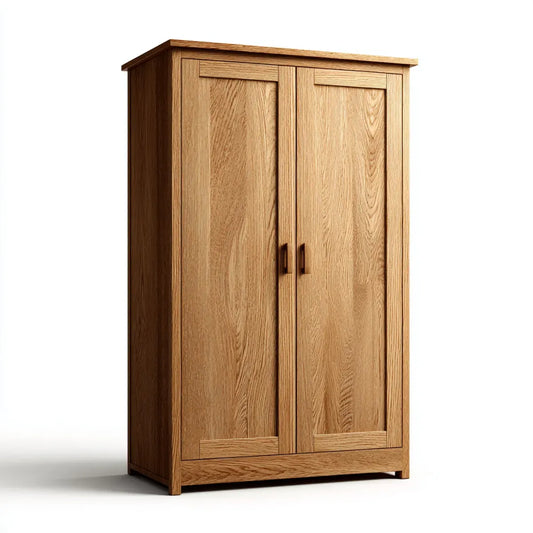 Kleiderschrank 2 Türen Eiche Natur Massivholz rechteckig 100 x 60 x 190 cm