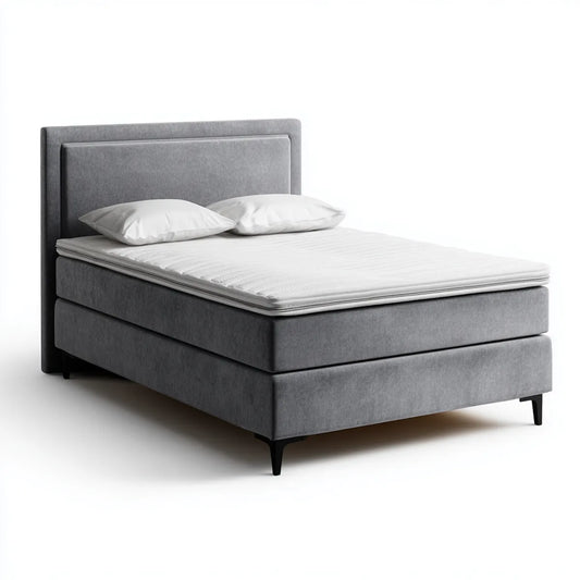 Boxspringbett Doppelbett Grau 180 x 200 cm Polyester Rechteckig