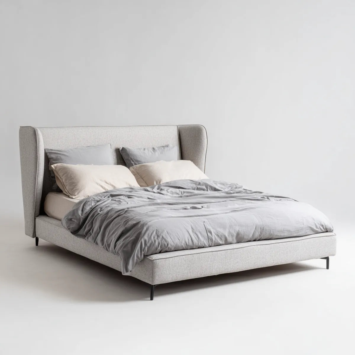 Polsterbett Doppelbett Hellgrau 180 x 200 cm Polyester Rechteckig