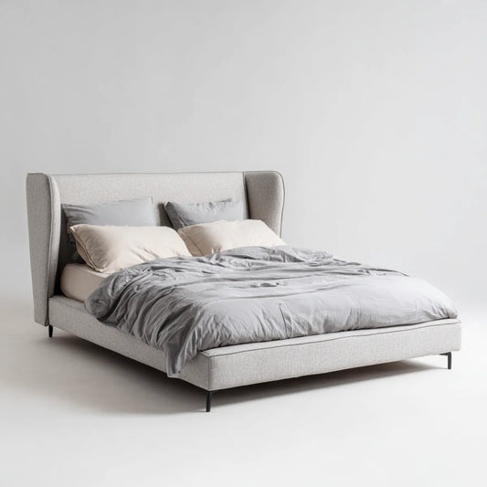 Polsterbett Doppelbett Hellgrau 180 x 200 cm Polyester Rechteckig