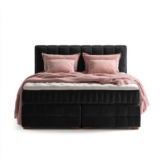 Boxspringbett mit Matratze Schwarz 180 x 200 cm Polyester-Samt Rechteckig