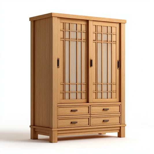 Kleiderschrank mit Schiebetüren Naturbraun 120 x 60 x 200 cm Eiche Massivholz Rechteckig